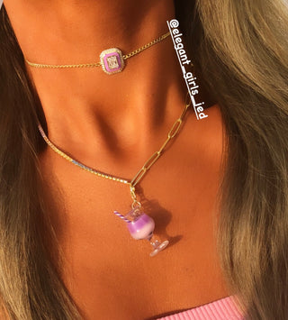 HALF FROM EACH PASTEL & LINK NECKLACE