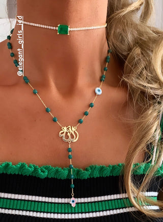 EMERALD GREEN STONE IN TENNIS CHOKER