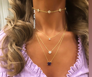 GOLD ROUND SOLITAIRE CHOKER - ELEGANT GIRLS