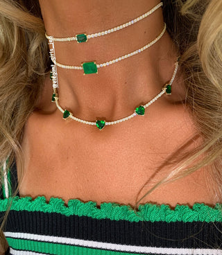 SEVEN GREEN HEART IN TENNIS CHOKER