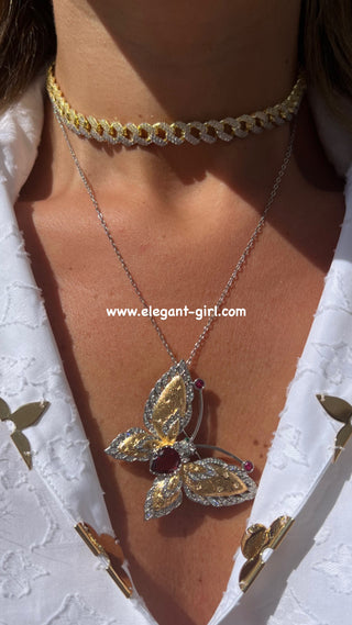 GOLD X SILVER HALF CUBAN  CHOKER - ELEGANT GIRLS