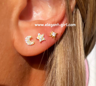 MOON STAR STUD EARRING
