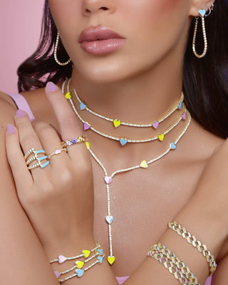 PASTEL COLORS TENNIS HEART CHOKER