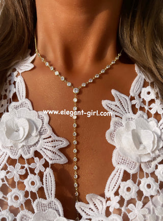 SOLITAIRE Y SHAPE LONG NECKLACE