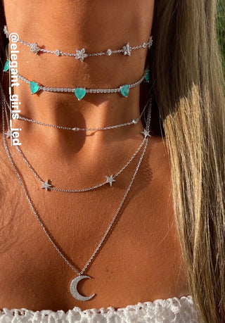 LAYER MOON STARS NECKLACE