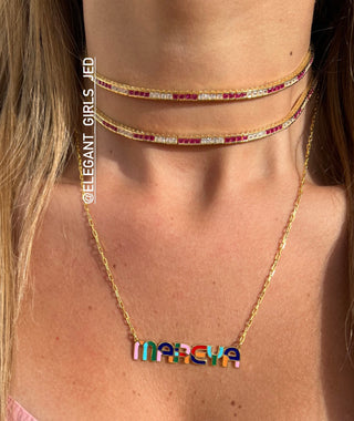 PRINCESS CUT RUBY X WHITE TENNIS CHOKER