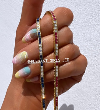PRINCESS CUT RUBY X WHITE TENNIS CHOKER