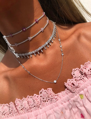 RUBY FLOWERS TENNIS CHOKER