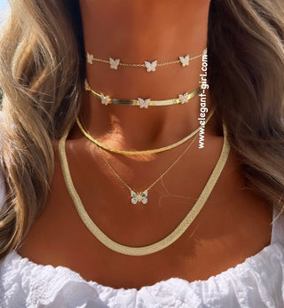 GOLD BUTTERFLY SNAKE SKIN CHOKER - ELEGANT GIRLS
