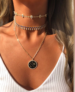 NAVY BLUE BEADS MARQUISE CHOKER