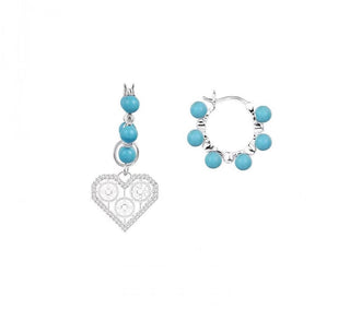 SILVER HEART FIRUZ EARRING