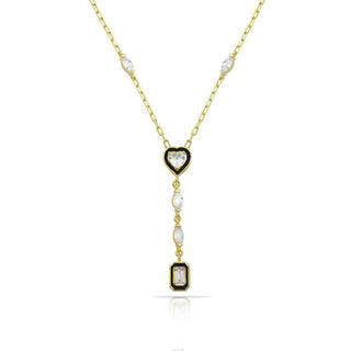 BLACK HEART X EMERALD CUT NECKLACE