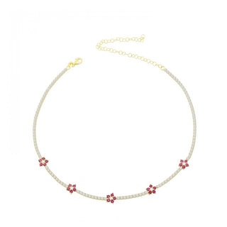 RUBY FLOWERS TENNIS CHOKER