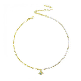 HALF CHAIN HALF TENNIS EYE CHOKER