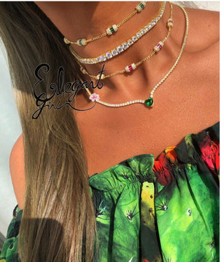 GREEN ONE HEART TENNIS CHOKER