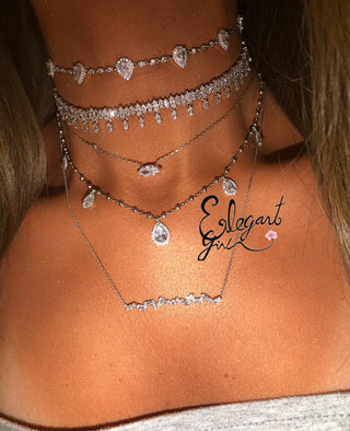 SILVER MARQUISE CHOKER - ELEGANT GIRLS