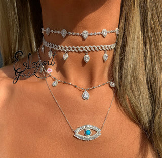 SILVER MARQUISE CHOKER - ELEGANT GIRLS