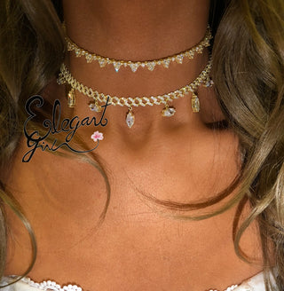 GOLD TRI DIAMOND CHOKER - ELEGANT GIRLS