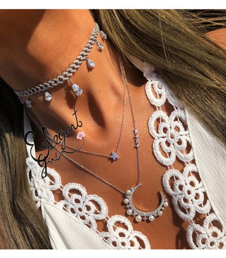 DIAMONDS DANGLING HEART CHOKER