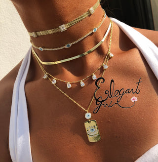 DOUBLE SIDE EYE CHOKER & LONG NECKLCE