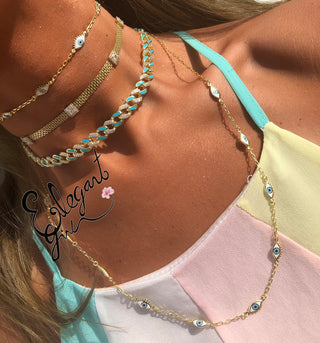 DOUBLE SIDE EYE CHOKER & LONG NECKLCE
