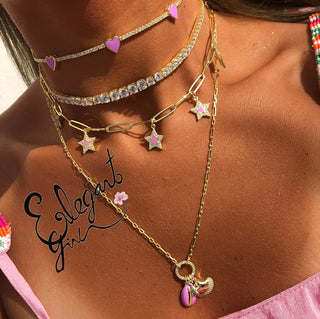 PINK SHELL CHARMS NECKLACE