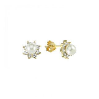 PEARL FLOWER STUD EARRING