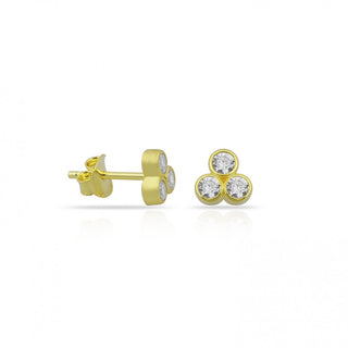 THREE STONE STUD EARRING