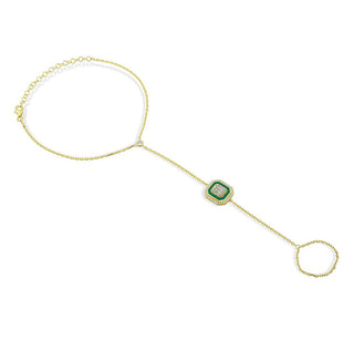 GREEN EMERALD CUT HAND CHAIN