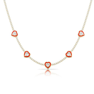 NEW RED HEART IN GOLD TENNIS CHOKER
