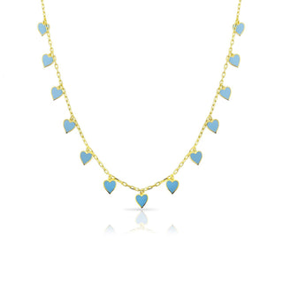 BLUE DANGLING HEART CHOKER - ELEGANT GIRLS