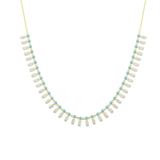 BABY BLUE BEADS MARQUISE CHOKER GOLD - ELEGANT GIRLS