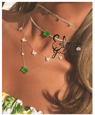 GOLD BUTTERFLY CHOKER OR LONG NECKLACE - ELEGANT GIRLS