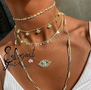 MULTI SHAPE DIAMOND CHOKER - ELEGANT GIRLS