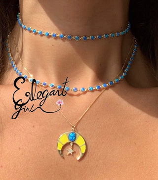 FIRE BLUE OPAL CHOKER - ELEGANT GIRLS