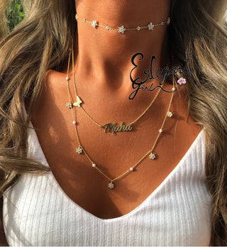 FLOWERS PEARLS NECKLACE