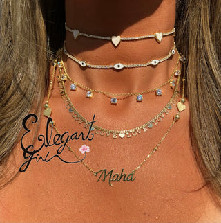 GOLD SOLITAIRE DROP CHOKER - ELEGANT GIRLS