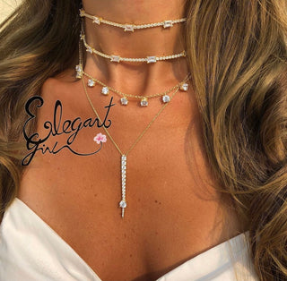 GOLD SOLITAIRE DROP CHOKER - ELEGANT GIRLS