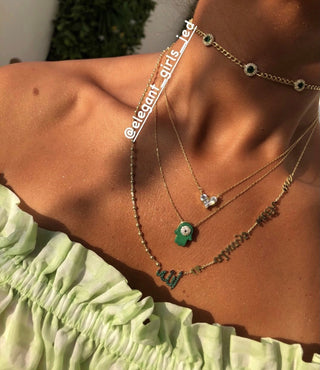 GREEN ROUND SOLITAIRE CHOKER - ELEGANT GIRLS