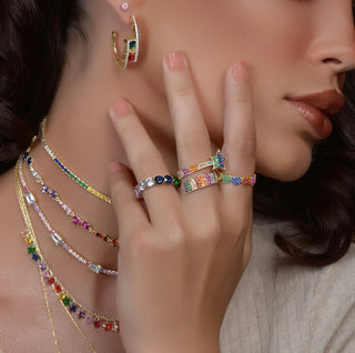 RAINBOW HEARTS RING
