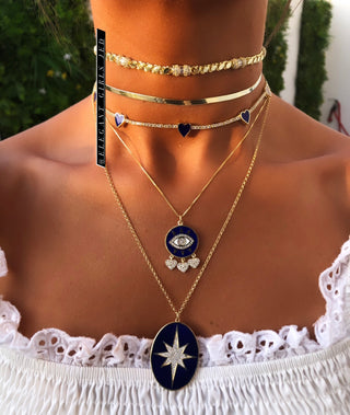 NAVY BLUE TENNIS HEART CHOKER - ELEGANT GIRLS