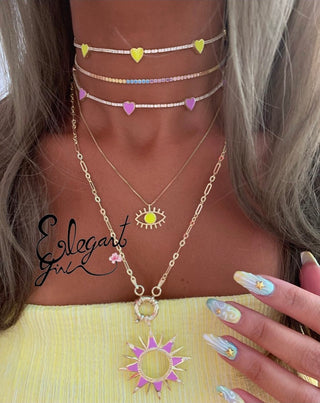 YELLOW TENNIS HEART CHOKER - ELEGANT GIRLS
