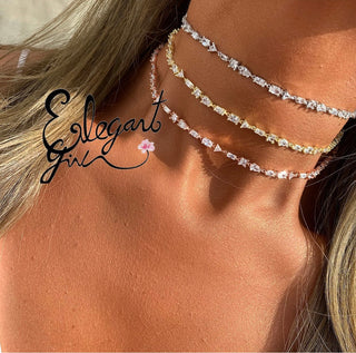 MULTI SHAPE DIAMOND CHOKER - ELEGANT GIRLS