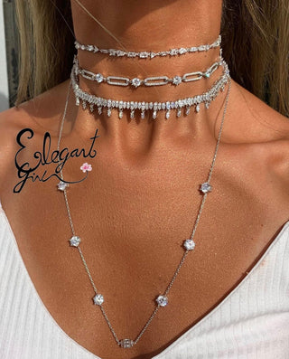 MULTI SHAPE DIAMOND CHOKER - ELEGANT GIRLS