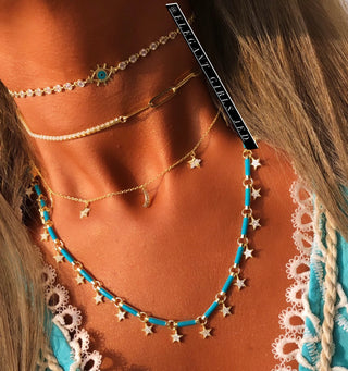 BLUE STARS DANGLE CANDY COLORS CHOKER - ELEGANT GIRLS