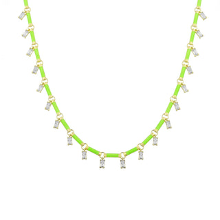 NEON GREEN BAGUETTE DANGLE CHOKER - ELEGANT GIRLS