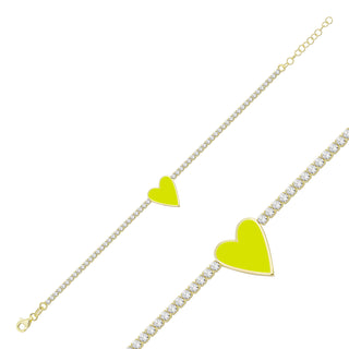 YELLOW ONE HEART TENNIS CHOKER - ELEGANT GIRLS