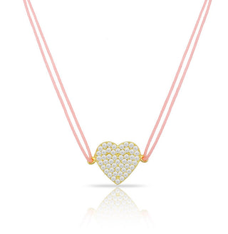 PINK THREAD HEART CHOKER - ELEGANT GIRLS