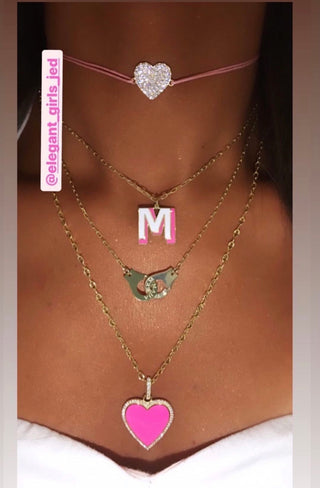 PINK THREAD HEART CHOKER - ELEGANT GIRLS