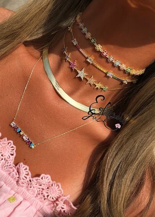 RAINBOW WITH WHITE STONES CHOKER - ELEGANT GIRLS